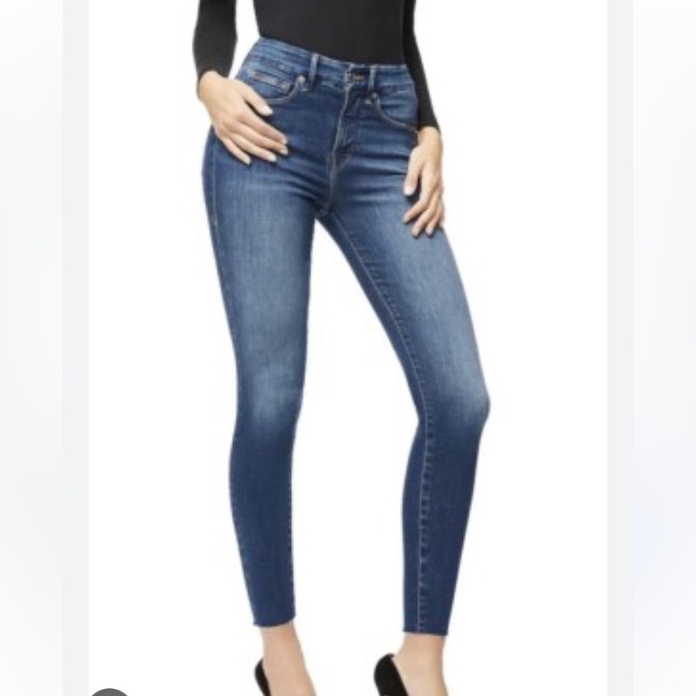 Good American Good Waist Crop Jeans Raw Edge Womens 8 NWT